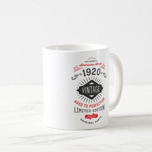 1920年第100回限定生まれ誕生日 コーヒーマグカップ (正面右)