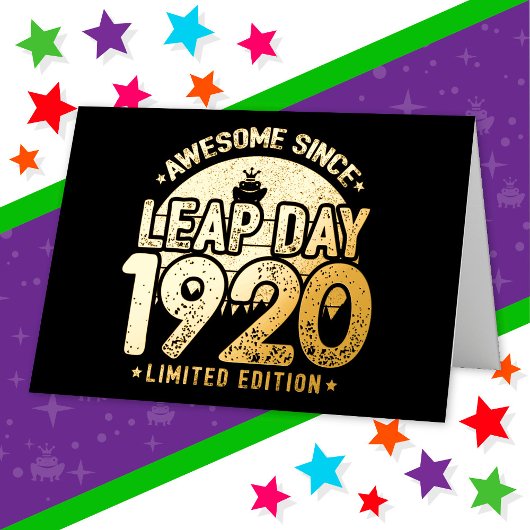 1920年閏日2月29日生まれのバースデーお祝いに 箔グリーティングカード