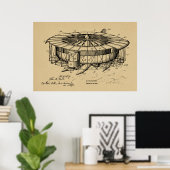 1920年飛んでいる機械飛行機特許スケッチ ポスター (ホームオフィス)
