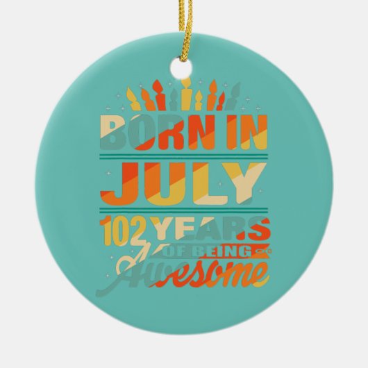 1920年7月102歳102誕生日ギフト セラミックオーナメント (正面)