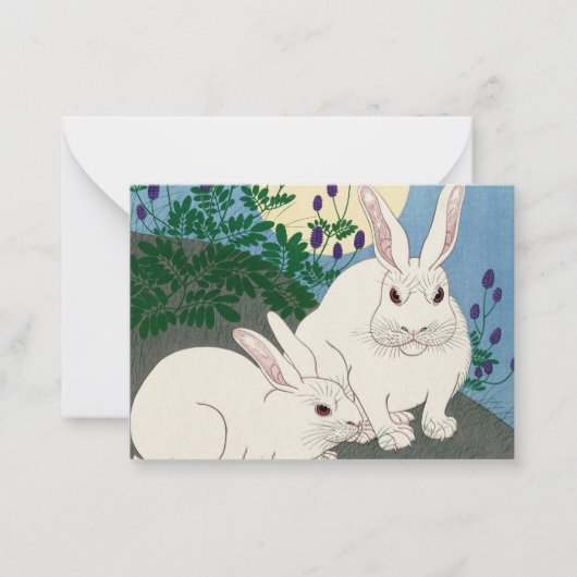 1920年~1930年の大原小村の満月のウサギ ノートカード (正面)