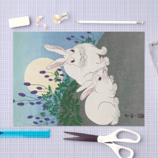 1920年~1930年の大原小村の満月のウサギ 薄葉紙 (クラフト)