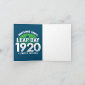 1920素晴らし年閏年日以後2月29誕生日 カード (内部)