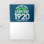 1920素晴らし年閏年日以後2月29誕生日 箔グリーティングカード (内側レイダウン)