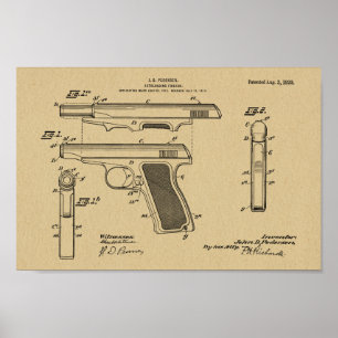 1920自動銃特許アートスケッチプリント ポスター