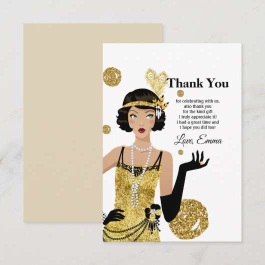 1920년대 플래퍼 소녀 개츠비 , 아르 데코 招待状 (正面/裏面)