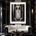 1920 Art Deco Geometric gold frame black white ポスター<br><div class="desc">Modern Art Deco Geometric gold frame black white floor 1920s</div>