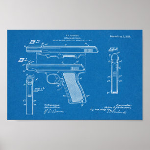 1920 Automatic Gun Patent Art Drawing Print ポスター