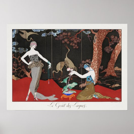 1920 Barbier Art Deco French fashion Illustration ポスター (正面)