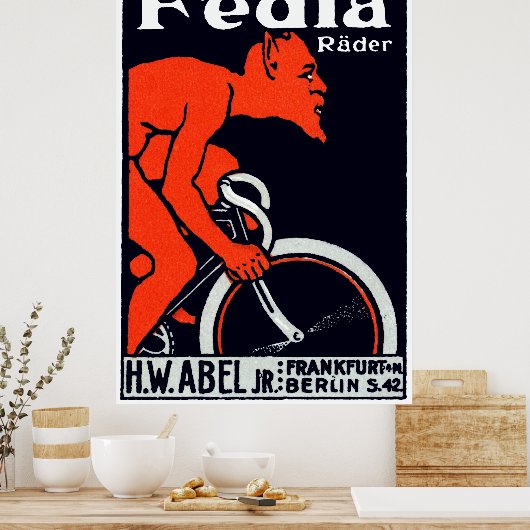 1920 Devil riding a Bicycle ポスター (キッチン)