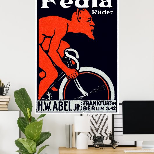 1920 Devil riding a Bicycle ポスター (ホームオフィス)