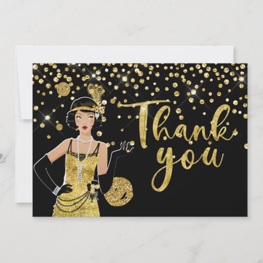 1920 flapper girl  Thank You Card サンキューカード (正面)