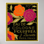 1920 French Eau de Cologne Pourprea perfume ポスター<br><div class="desc">C. 1920 French label for ' Eau de Cologne Pourprea ' perfume. A beautiful Art Deco design with orange and purple flowers.</div>