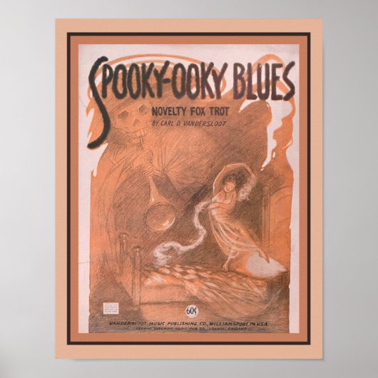 1920 Spooky-Ooky Blues Sheet Music Poster ポスター (正面)