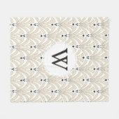 1920sアールデコクラシークリーム&ブラックパルメット フリースブランケット (正面(横))