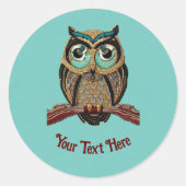 1920sアールデコフクロウとテキストヴィンテージ ラウンドシール (正面)
