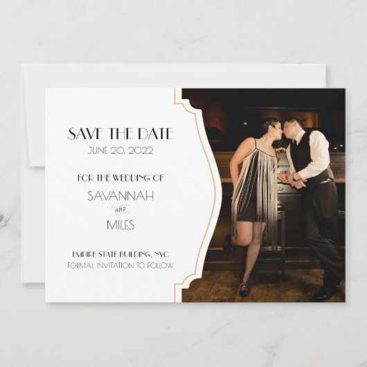 1920sアールデコフレーム写真Save the Date 案内状 (正面)