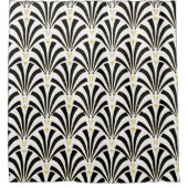 1920sアールデコヴィンテージブラック&ホワイトパレット シャワーカーテン (正面)