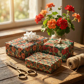 1920sアールヌーボーゲラニウム – ヴィンテージフローラ ラッピングペーパーシート