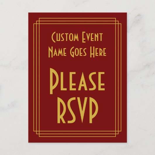 1920sインスパイアスタイル「RSVPお願い」ポストカード ポストカード (正面)