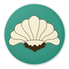 1920sクリームヴィンテージフラワー&ターコイズ セラミックノブ