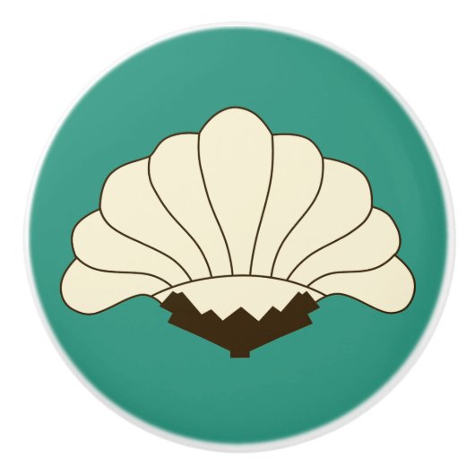 1920sクリームヴィンテージフラワー&ターコイズ セラミックノブ (正面)