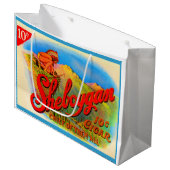 1920sシボイガン葉巻ラベルプリント ラージペーパーバッグ (正面アングル)