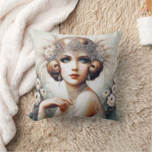 1920sフラッパーガールポートレート クッション (ブランケット)