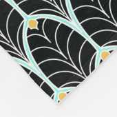 1920sヴィンテージブラックおよび金ゴールドアールデコ葉 フリースブランケット (角)