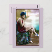 1920s入浴美しい、フラッパー女の子 ポストカード (正面/裏面)