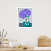 1920s 1930sアートデコレディースファッション、ブルーバージョン ポスター (キッチン)