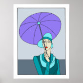 1920s 1930sアートデコレディースファッション、ブルーバージョン ポスター (正面)