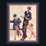 1920's Art  Deco Cupid & Couple ポスター<br><div class="desc">1920's French,  Art Deco print of Cupid & Couple 11x14 shown. Available in other sizes.</div>
