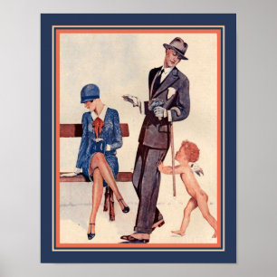 1920's Art Deco Cupid & Couple ポスター