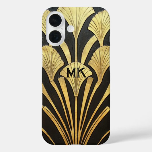 1920's Art Deco Egyptian Black Gold Monogram Case-Mate iPhoneケース (裏面)