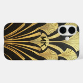 1920's Art Deco Egyptian Black Gold Monogram Case-Mate iPhoneケース (裏面 (横))
