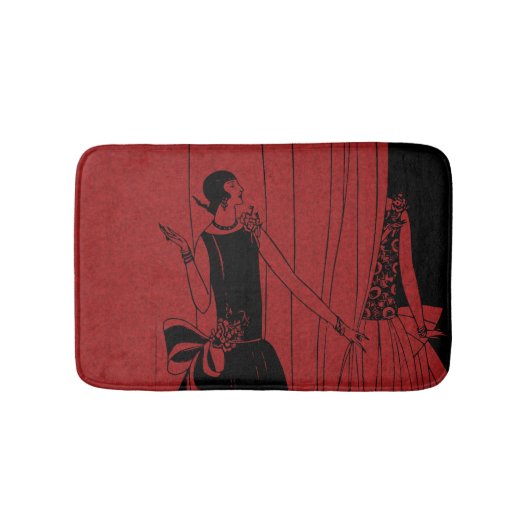 1920s Art Deco Fashion Show Model Red バスマット (正面)