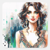 1920s Art Deco Woman スクエアシール (正面)