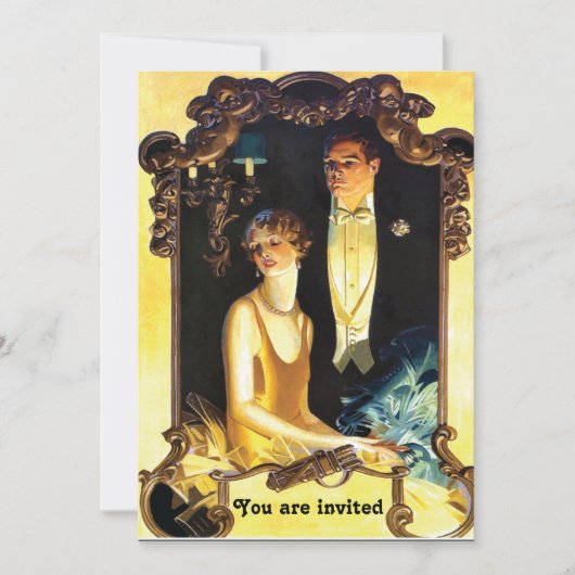 1920s Art Nouveau Custom Formal 招待状 (正面)