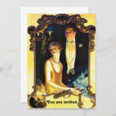 1920s Art Nouveau Custom Formal 招待状 (正面/裏面)