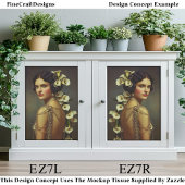 1920s Art Nouveau Woman & Lillies EZ7L Decoupage 薄葉紙