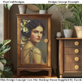 1920s Art Nouveau Woman & Lillies EZ7R Decoupage 薄葉紙