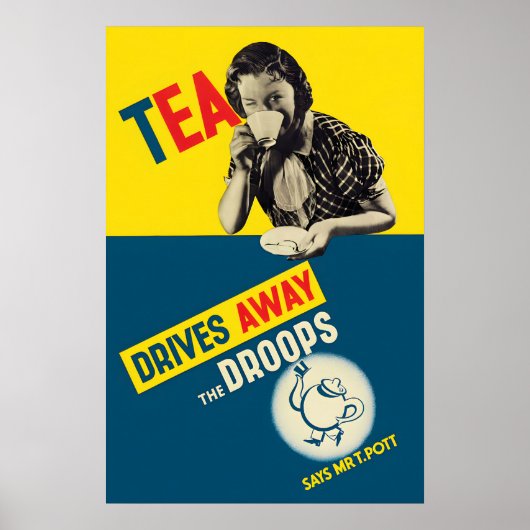 1920s British Tea Poster Tea drives away the ポスター (正面)