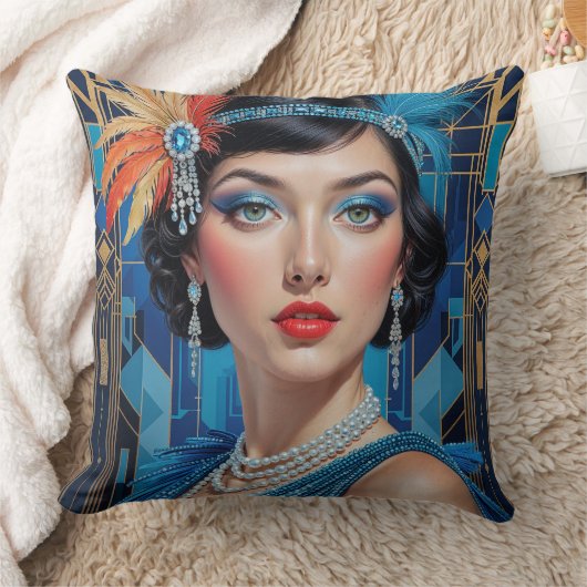 1920s Cocktail Elegance Flapper Girl クッション (ブランケット)