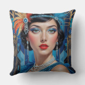 1920s Cocktail Elegance Flapper Girl クッション (裏面)