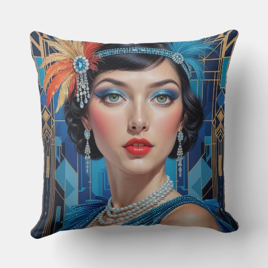 1920s Cocktail Elegance Flapper Girl クッション (裏面)