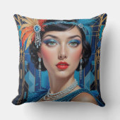 1920s Cocktail Elegance Flapper Girl クッション (正面)