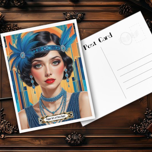 1920s Cocktail Elegance Flapper Girl  ポストカード