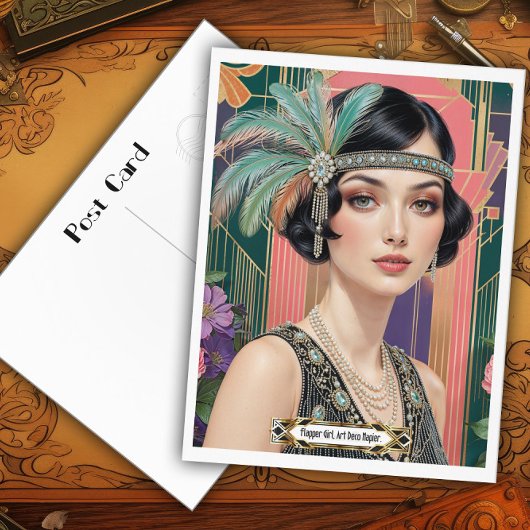 1920s Cocktail Elegance Flapper Girl ポストカード