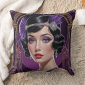 1920s Cocktail Elegance Flapper Girl Throw Pillow クッション (ブランケット)